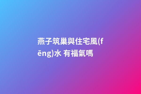 燕子筑巢與住宅風(fēng)水 有福氣嗎